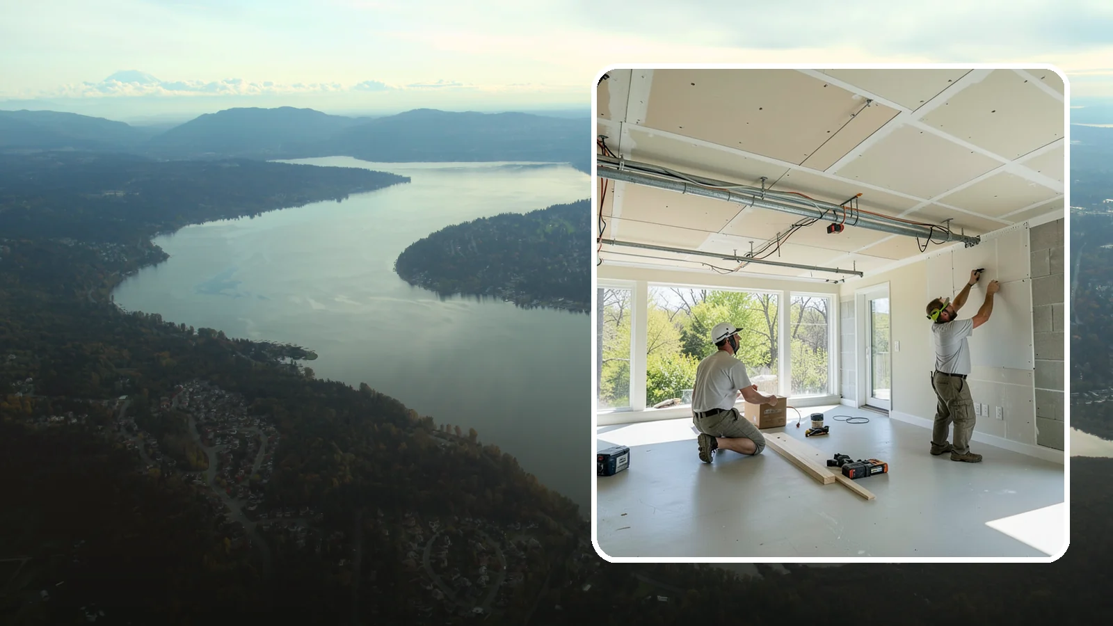 Basement Ceiling in Sammamish, King County, WA - A basement ceiling installs a finished drywall or drop ceiling that conceals utilities while allowing access.