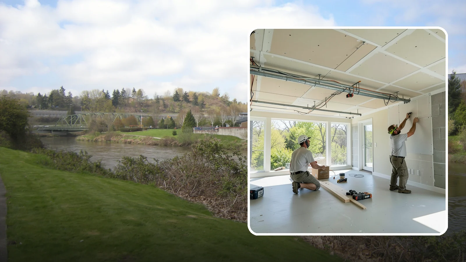 Basement Ceiling in Tukwila, King County, WA - A basement ceiling installs a finished drywall or drop ceiling that conceals utilities while allowing access.