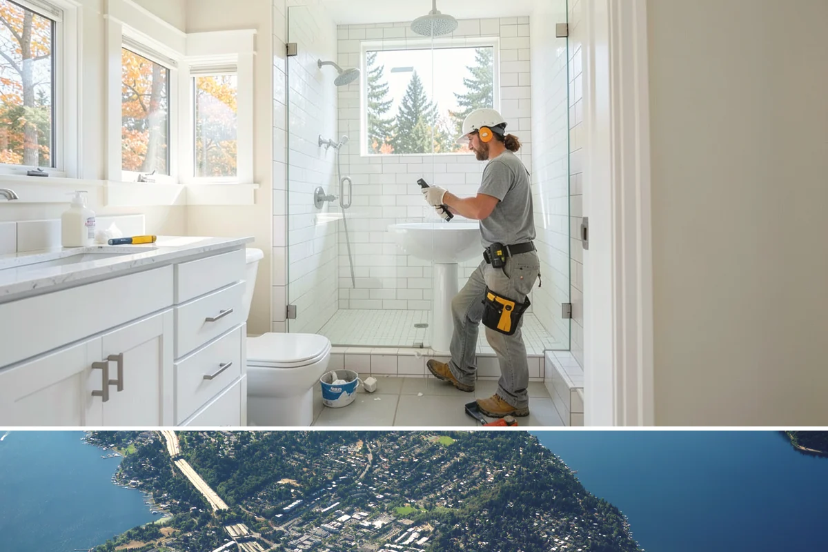 Basement Conversion in Mercer Island, King County, WA - Conversion work happens indoors and is a great use of the damp off-season.