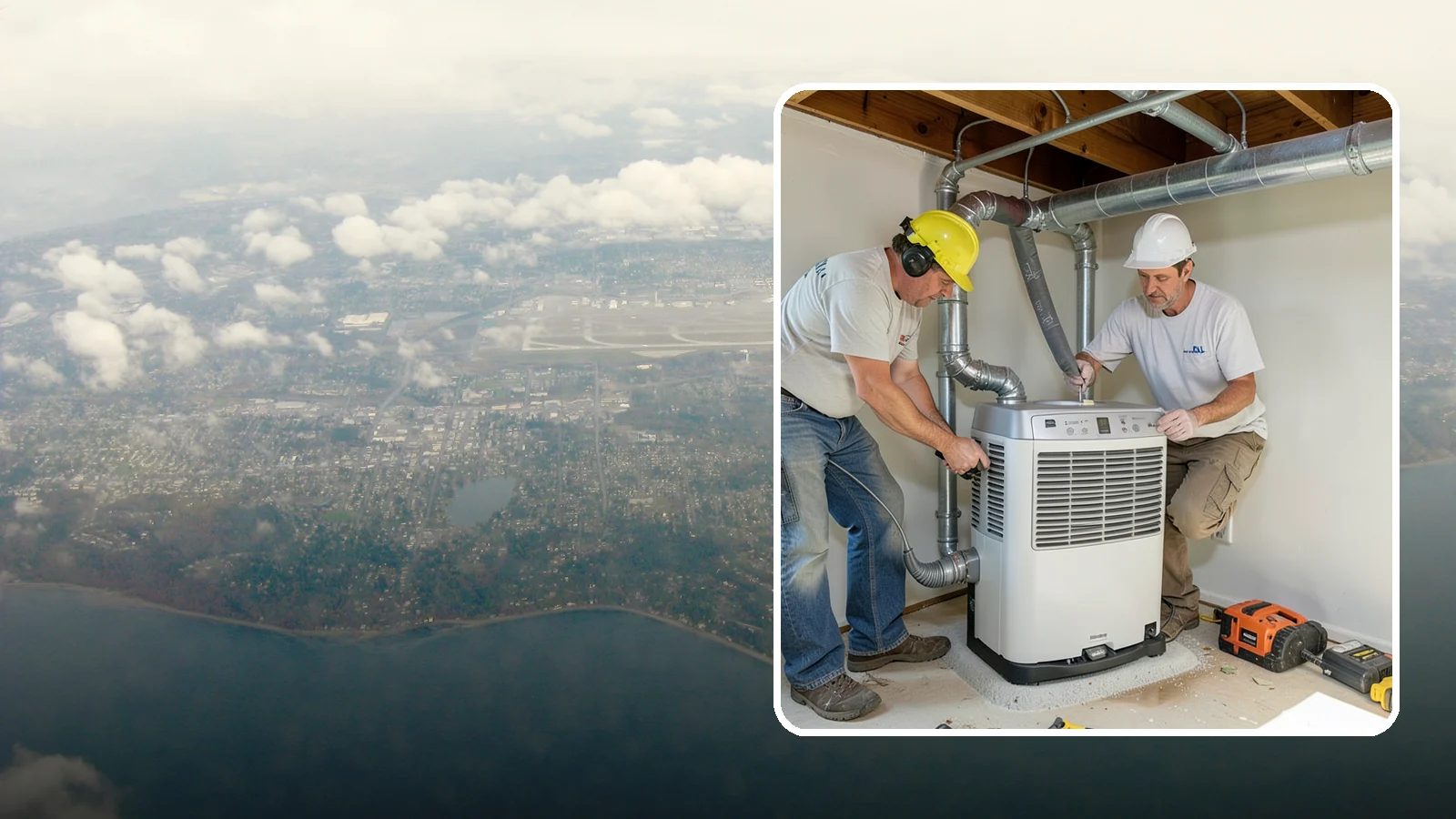 Basement Dehumidifier Installation in Burien, King County, WA - Adding a dedicated, drainable dehumidifier that holds basement or crawlspace humidity at a safe, consistent level.