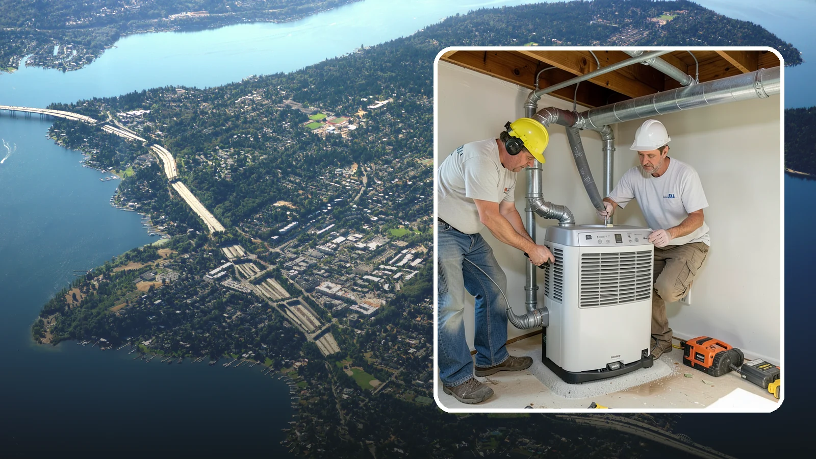 Basement Dehumidifier Installation in Mercer Island, King County, WA - Adding a dedicated, drainable dehumidifier that holds basement or crawlspace humidity at a safe, consistent level.