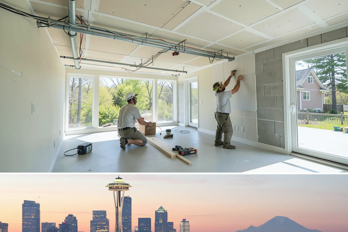Basement Drywall in Seattle, King County, WA - Drywall work is interior and proceeds reliably through any season.