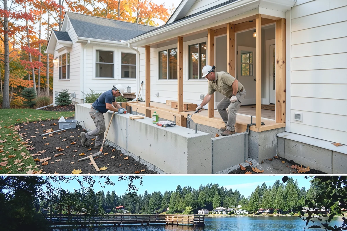 Basement Egress Window in Federal Way, King County, WA - We schedule the excavation and foundation cut during drier weather to keep the opening protected.