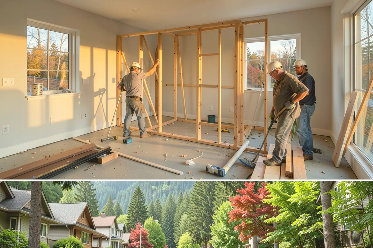 Basement Finishing in Darrington, Snohomish County, WA - Interior basement finishing can proceed year-round, making it a productive project through the rainy winter months.