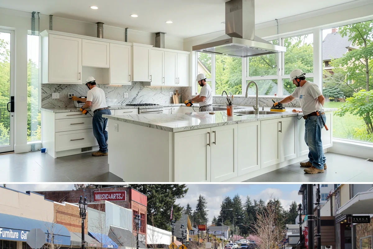 Basement Flooring Installation in Bothell, King County, WA - Basement flooring can be installed any season, with moisture testing especially valuable during the wet winter months.