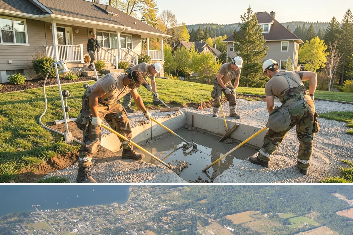 Basement Flooring Installation in Coupeville, Island County, WA - Basement flooring can be installed any season, with moisture testing especially valuable during the wet winter months.