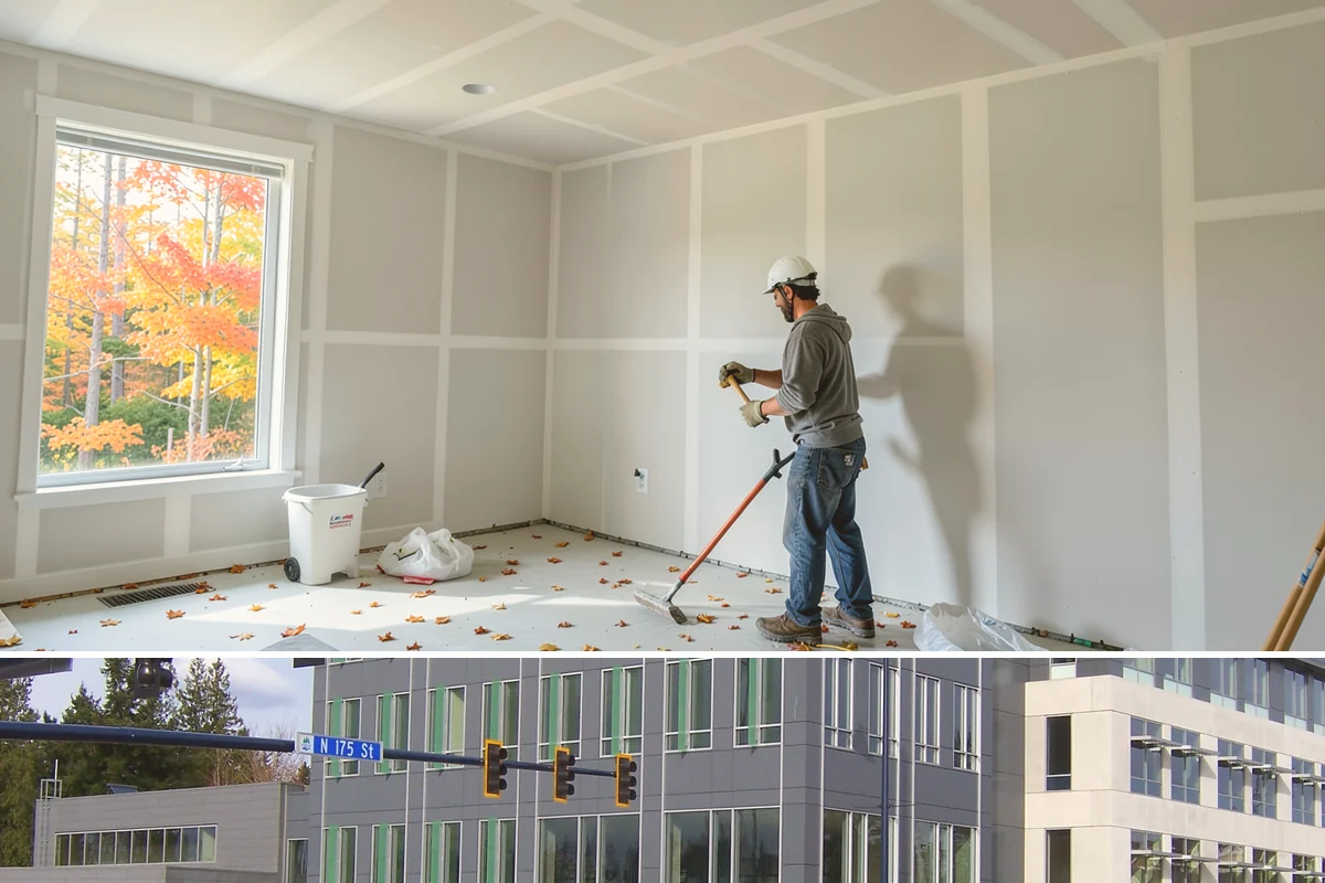 Basement Flooring Installation in Shoreline, King County, WA - Basement flooring can be installed any season, with moisture testing especially valuable during the wet winter months.