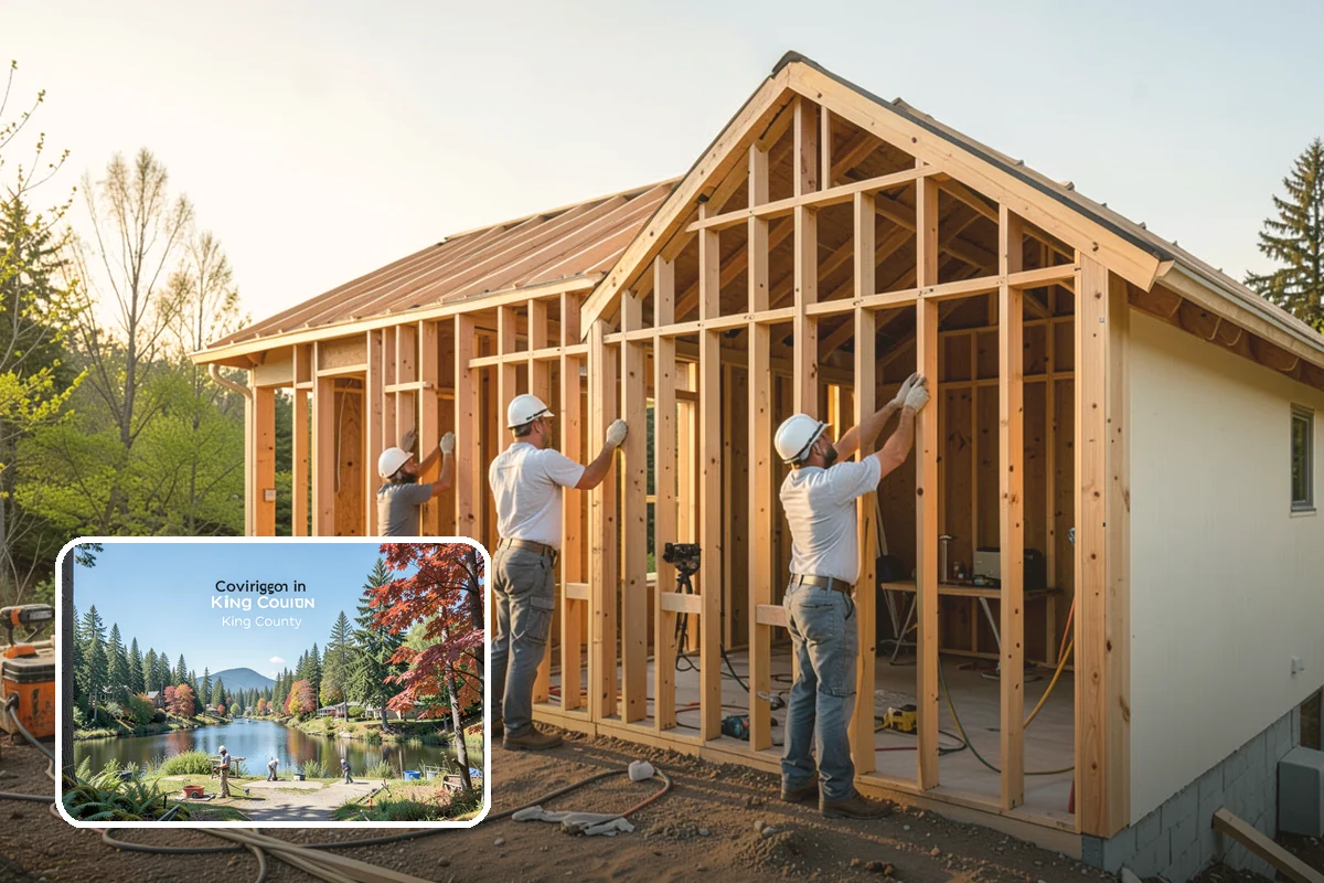 Basement Framing in Covington, King County, WA - Defines rooms and usable layout