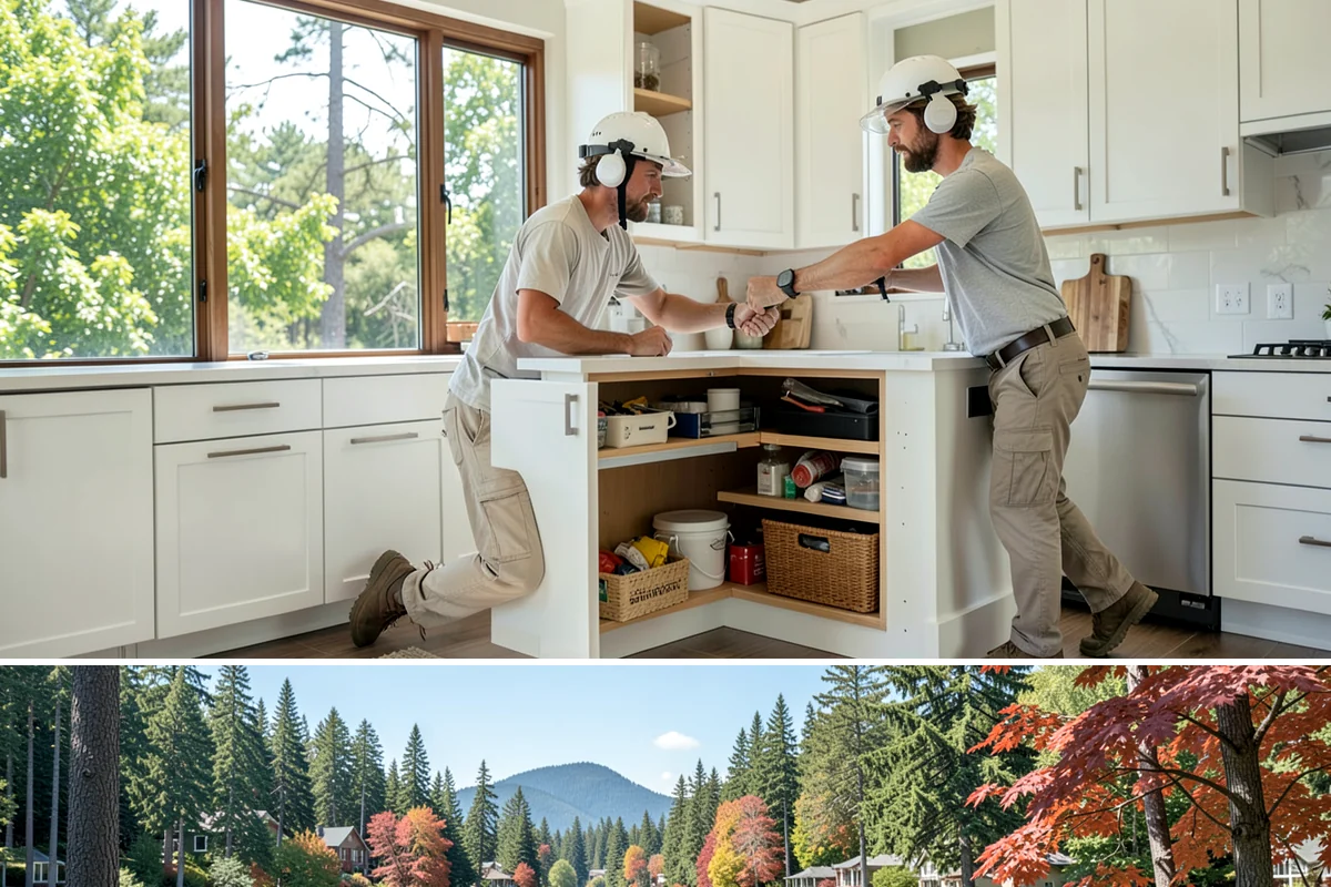 Basement Framing in Covington, King County, WA - Framing happens indoors and is well suited to the wet season when outdoor work slows.