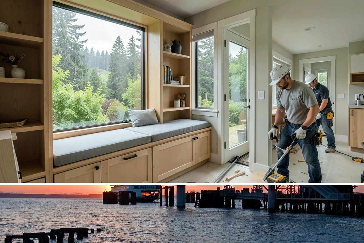 Basement Framing in Edmonds, Snohomish County, WA - Framing happens indoors and is well suited to the wet season when outdoor work slows.
