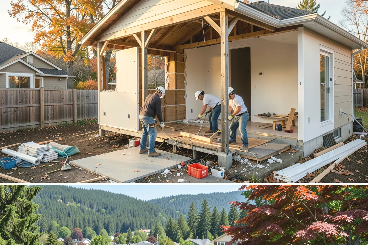 Basement Framing in Index, Snohomish County, WA - Framing happens indoors and is well suited to the wet season when outdoor work slows.