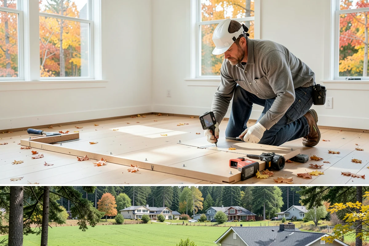 Basement Framing in Lyman, Skagit County, WA - Framing happens indoors and is well suited to the wet season when outdoor work slows.