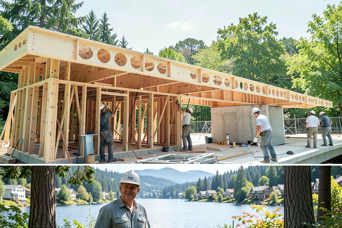 Basement Framing in Milton, King County, WA - Framing happens indoors and is well suited to the wet season when outdoor work slows.