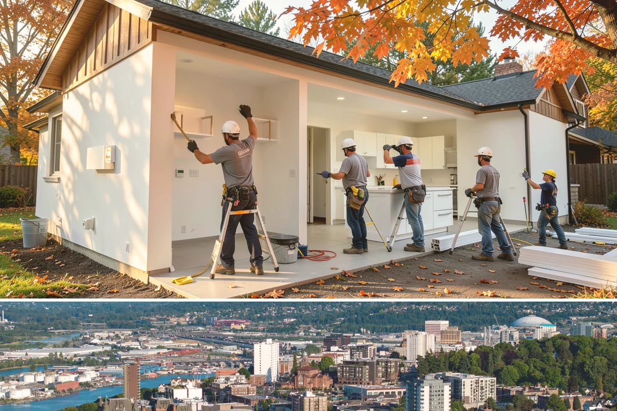 Basement Framing in Tacoma, Pierce County, WA - Framing happens indoors and is well suited to the wet season when outdoor work slows.