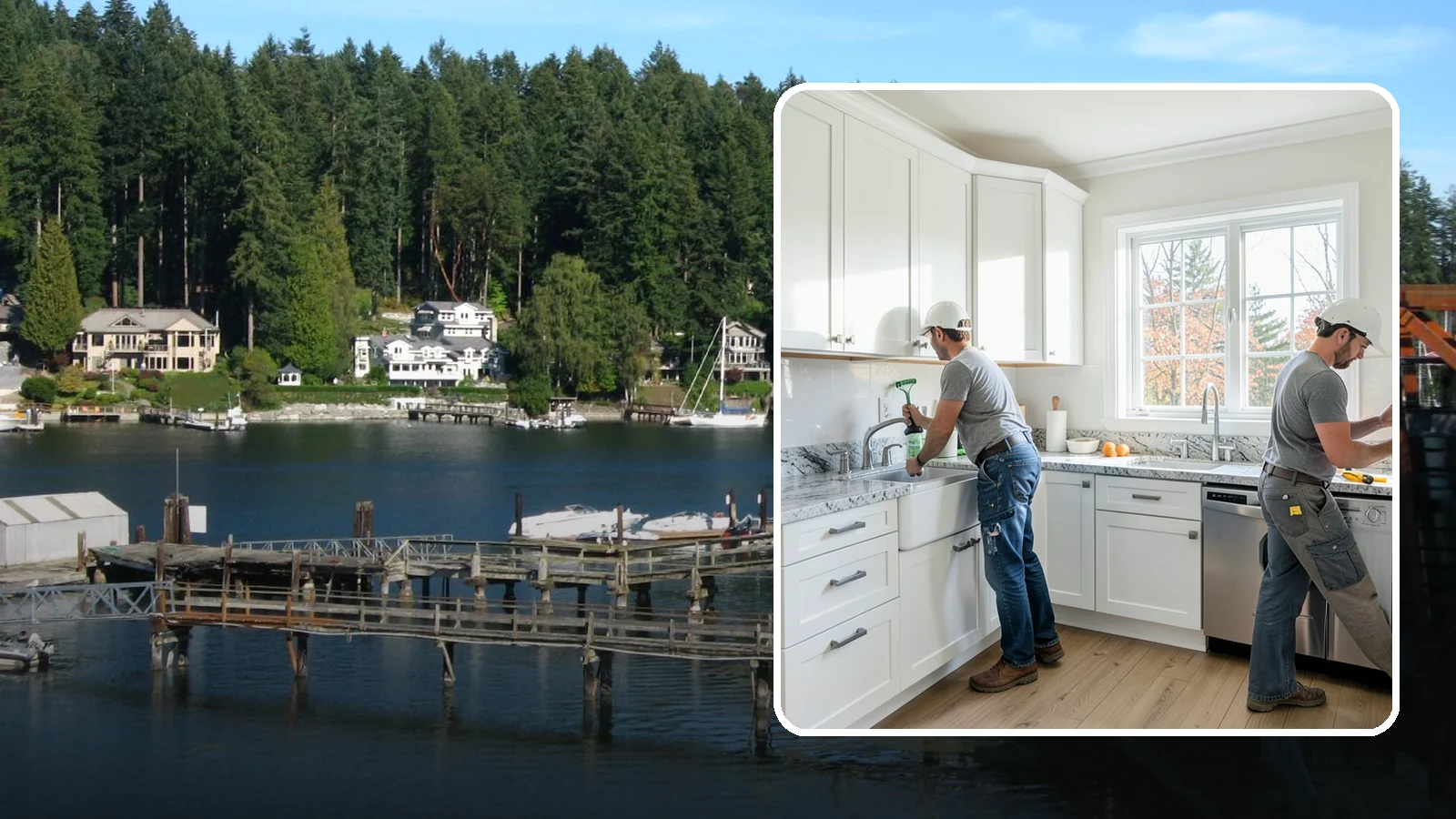 Basement Kitchenette in Gig Harbor, Pierce County, WA - A basement kitchenette adds a compact kitchen area with sink, counter, and appliances for a suite or entertaining zone.