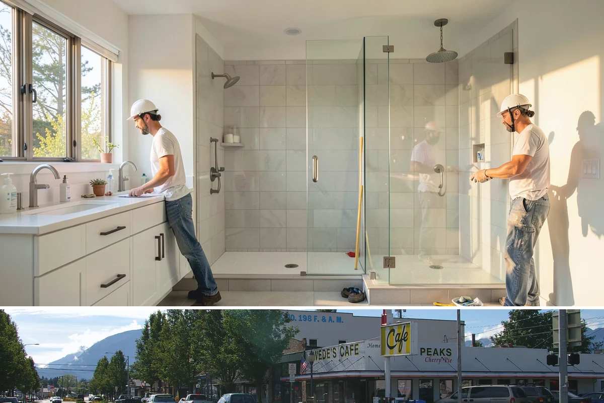 Bathroom Addition in North Bend, King County, WA - Interior bathroom work can proceed year-round, though tie-in of any exterior wall goes best during drier weather.