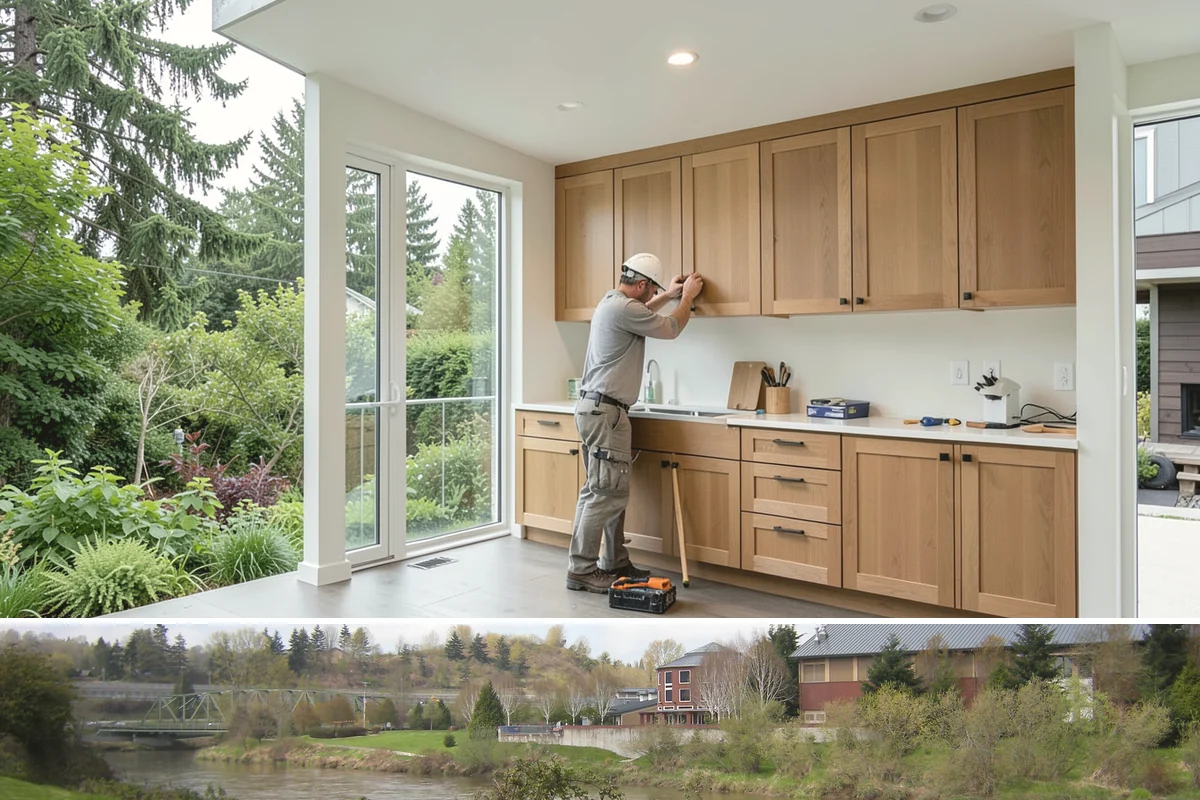 Bathroom Cabinet Installation in Tukwila, King County, WA - Bathroom cabinet installation is climate-controlled indoor work scheduled to fit your overall bath project.