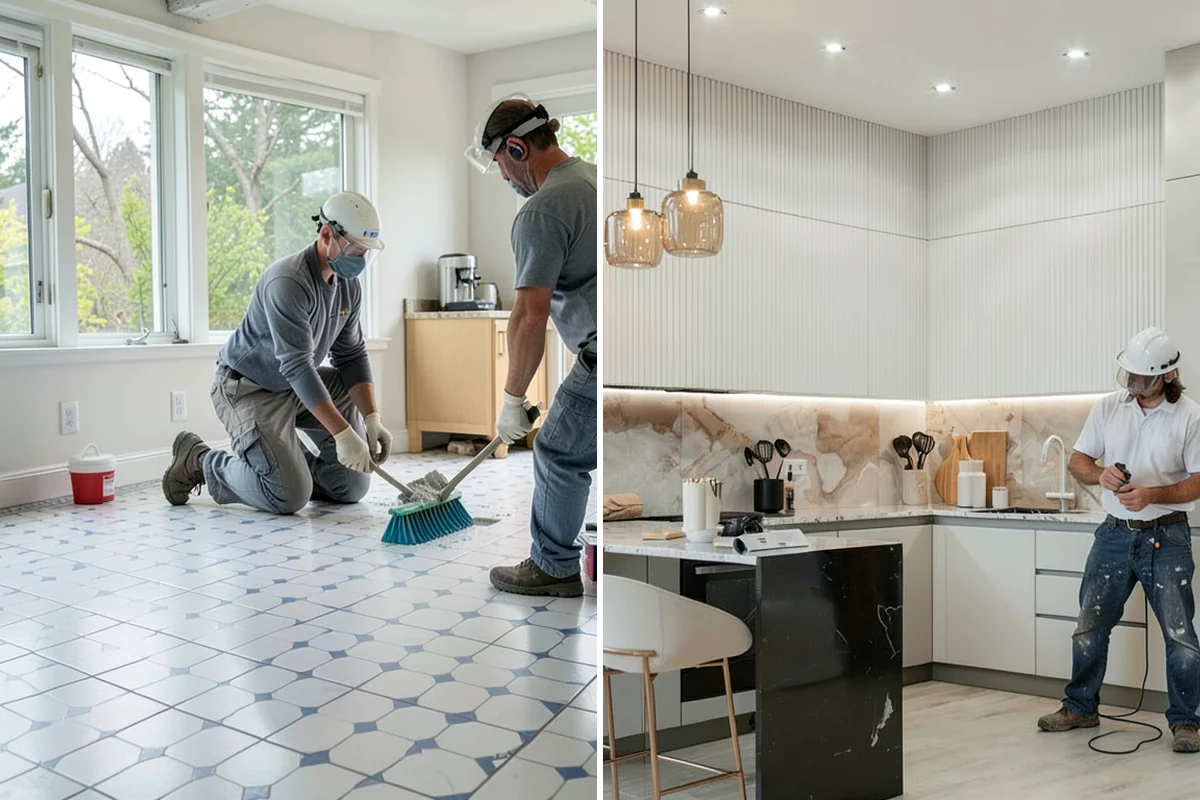 Bathroom Countertop Replacement in Lakewood, Pierce County, WA - Template the vanity and remove the old top
