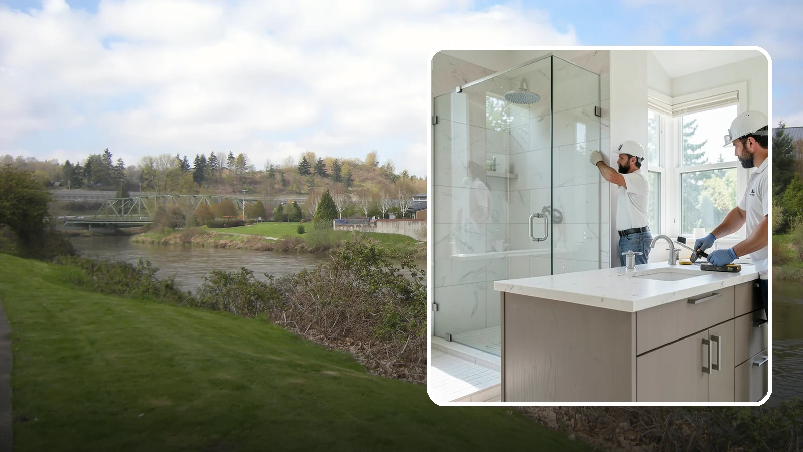 Bathroom Countertop Replacement in Tukwila, King County, WA - A bathroom countertop replacement refreshes your vanity with a durable, water-resistant surface.