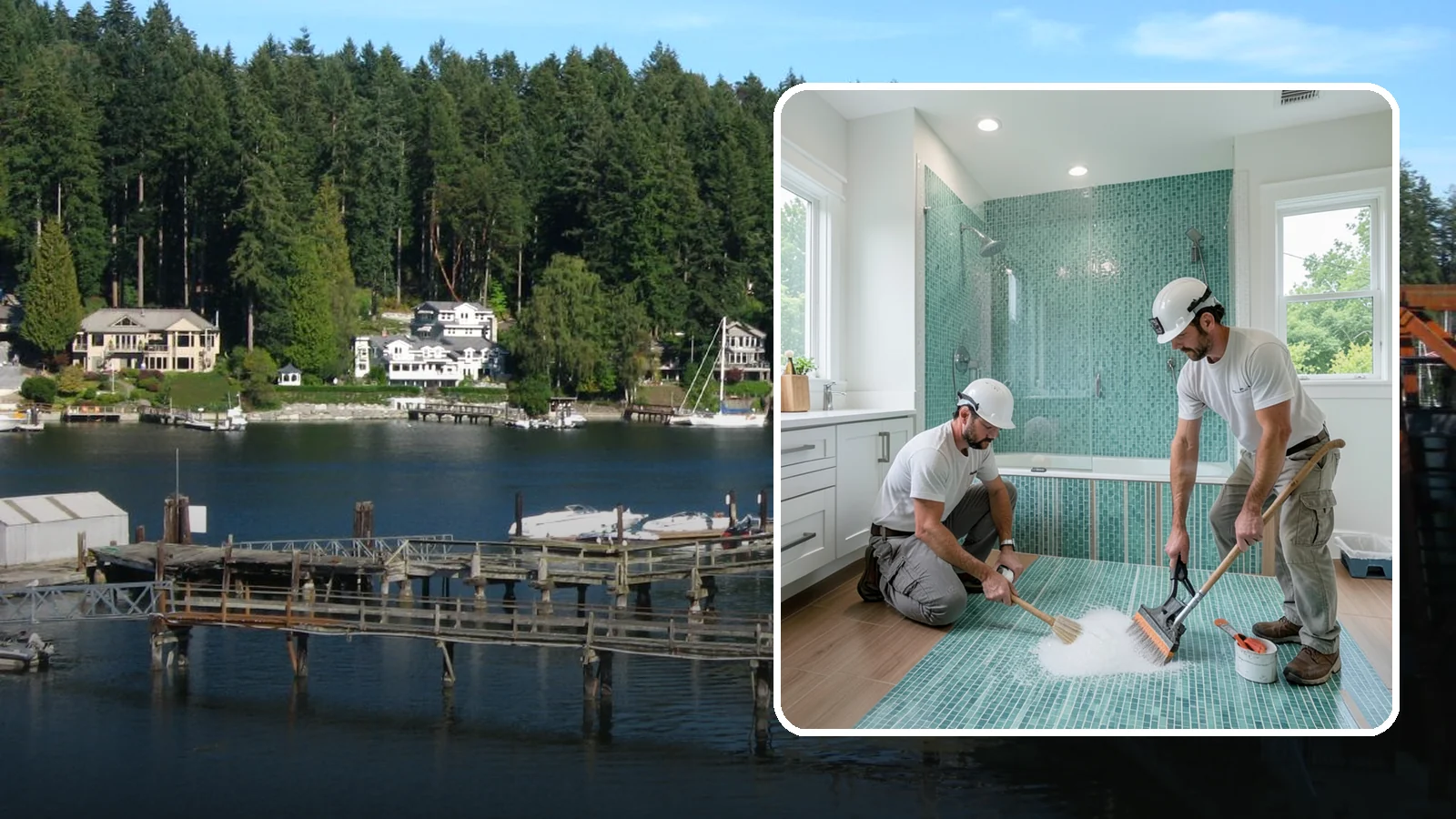 Bathroom Flooring Installation in Gig Harbor, Pierce County, WA - Waterproof bathroom flooring installation designed to withstand constant moisture, steam, and splashes.