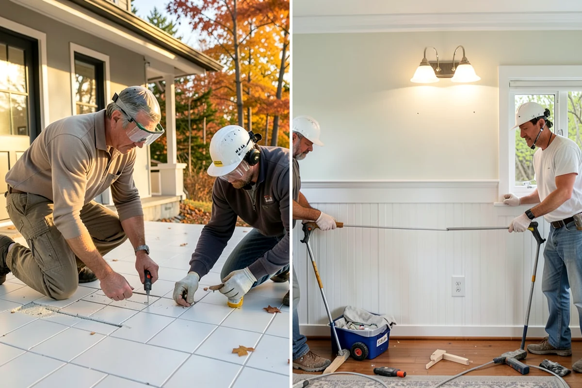 Bathroom Flooring in Kenmore, King County, WA - Remove old flooring and inspect the subfloor