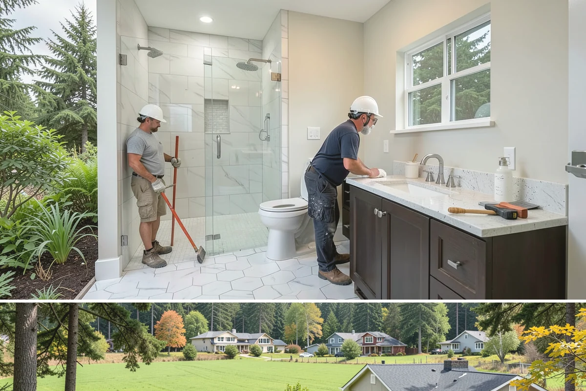 Bathroom Flooring in Lyman, Skagit County, WA - Bathroom flooring installs cleanly indoors and can be completed any time of year regardless of the weather outside.