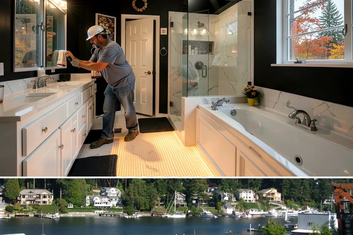 Bathroom Lighting in Gig Harbor, Pierce County, WA - Lighting upgrades are especially welcome heading into fall and winter when short days make a bright bathroom more valuable.