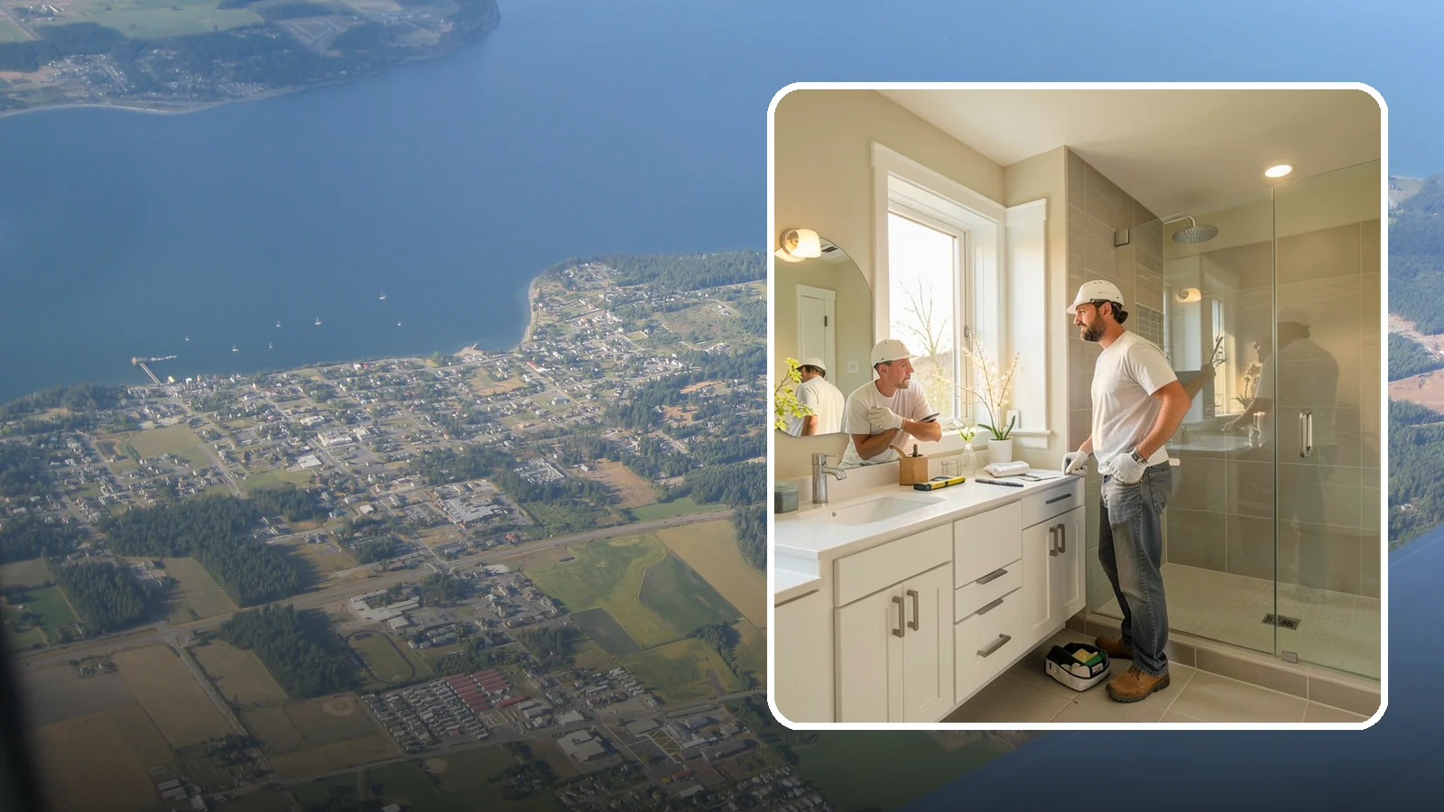 Bathroom Renovation in Coupeville, Island County, WA - A bathroom renovation refreshes worn surfaces and aging systems while preserving the room's existing footprint.