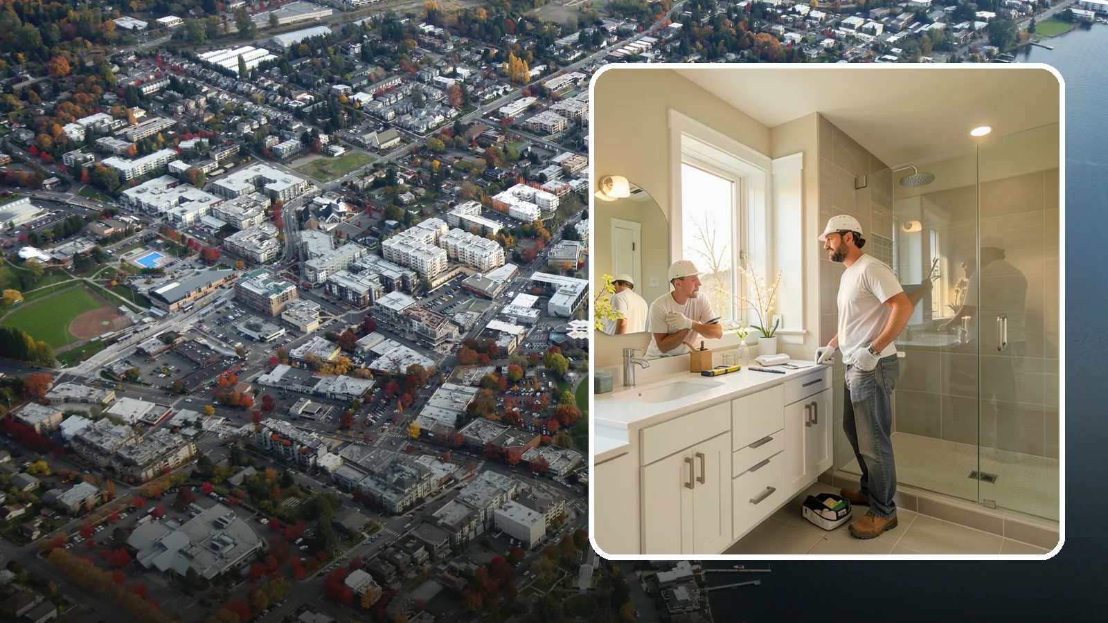 Bathroom Renovation in Kirkland, King County, WA - A bathroom renovation refreshes worn surfaces and aging systems while preserving the room's existing footprint.