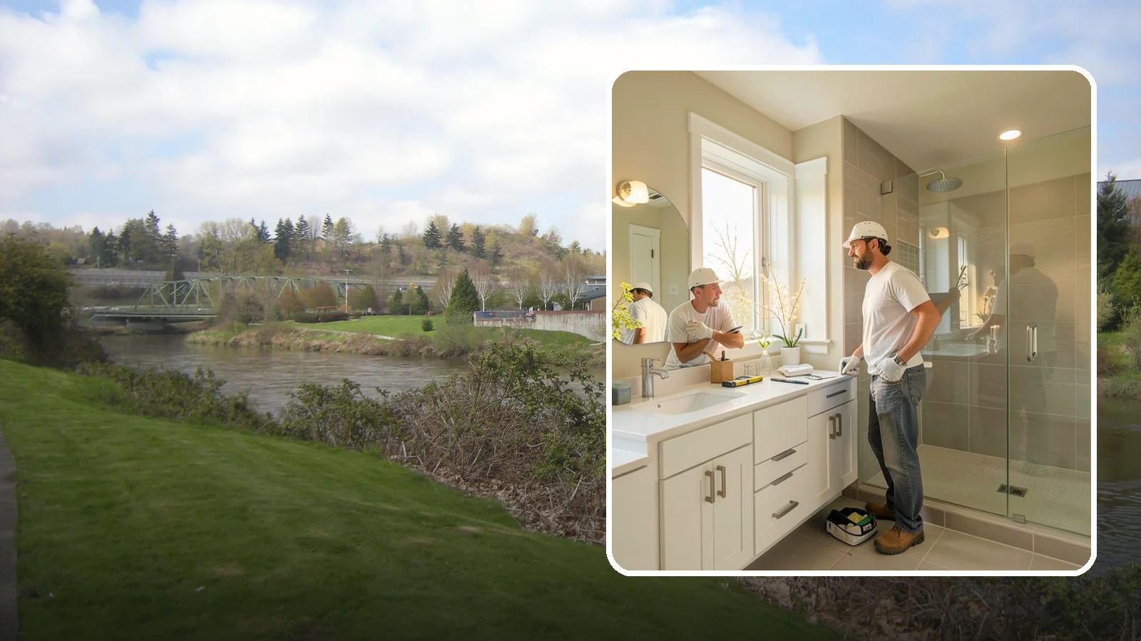 Bathroom Renovation in Tukwila, King County, WA - A bathroom renovation refreshes worn surfaces and aging systems while preserving the room's existing footprint.