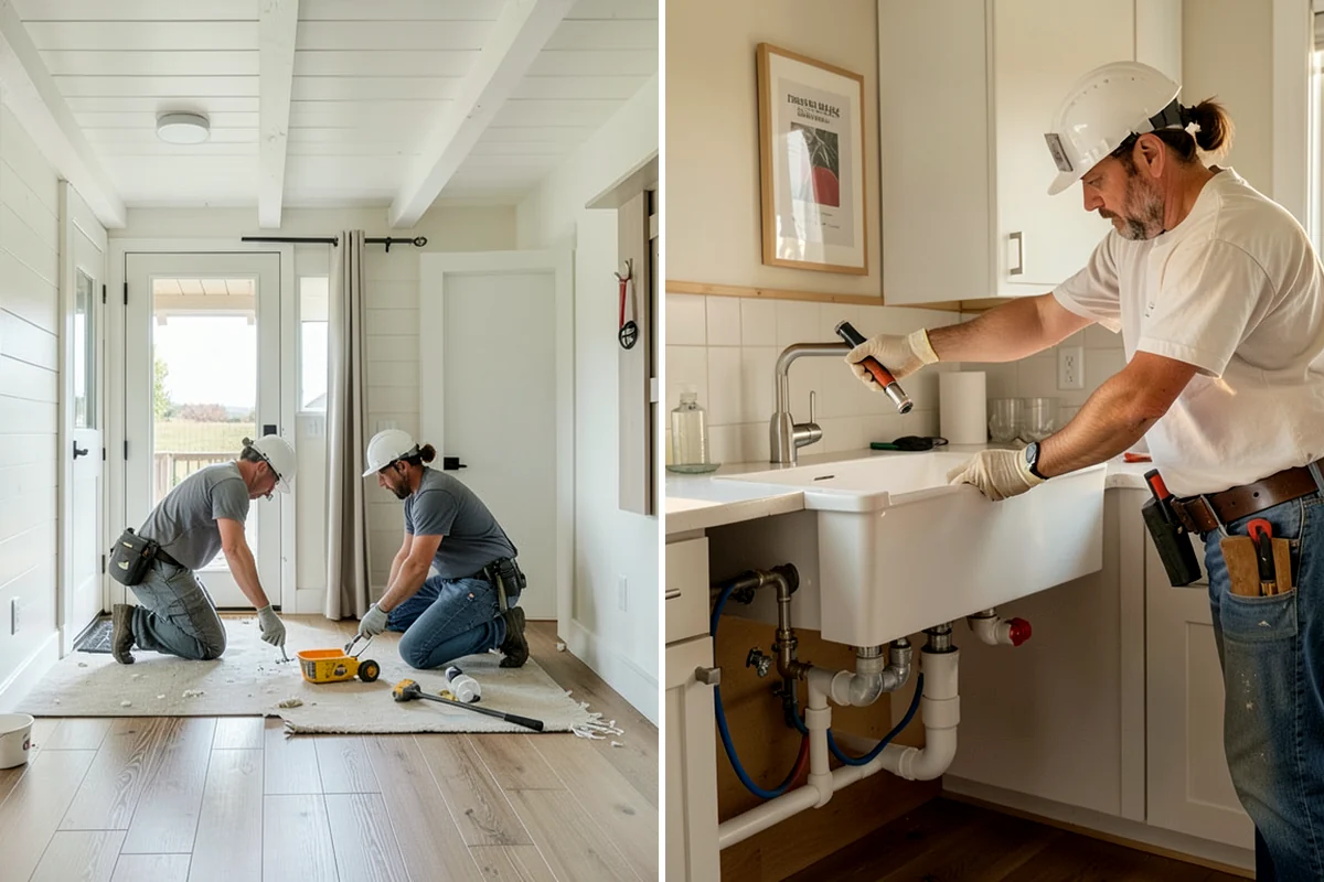 Bathroom Vanity Installation in Hunts Point, King County, WA - Remove the old vanity and check plumbing