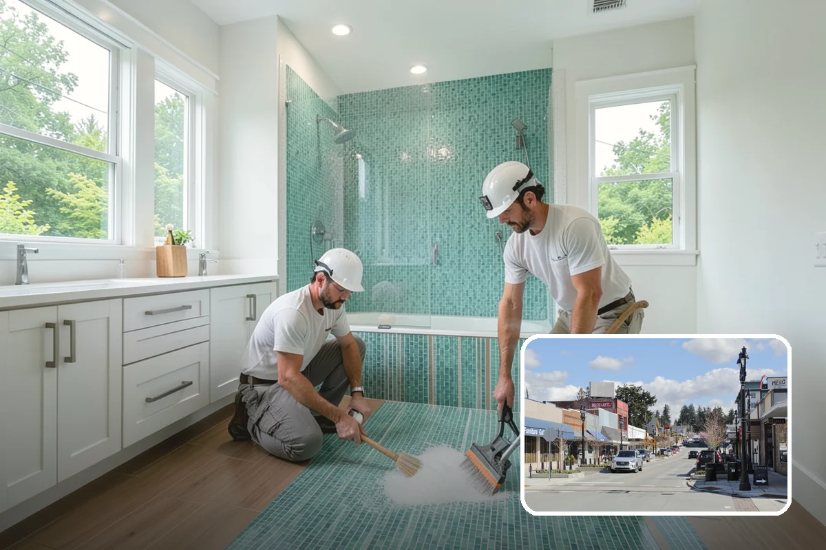 Bathroom Waterproofing in Bothell, King County, WA - Blocks water from reaching framing and subfloor
