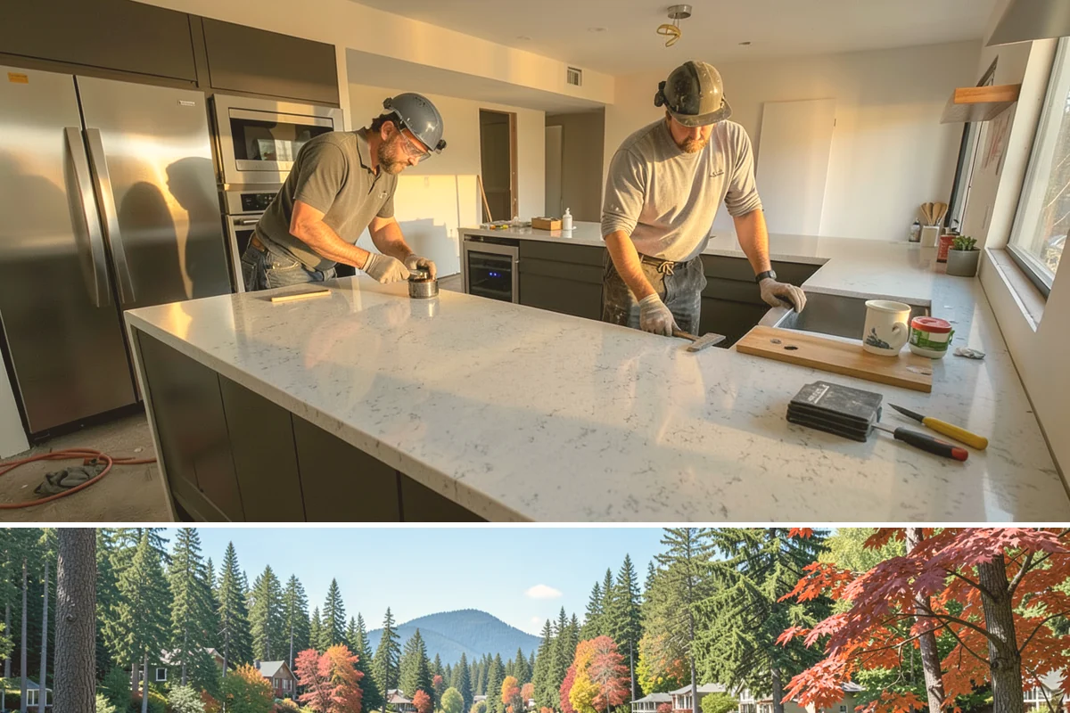Bay Window Installation in Covington, King County, WA - Because bay installations open the wall and add a small roof, we schedule them during drier spells to keep the structure...