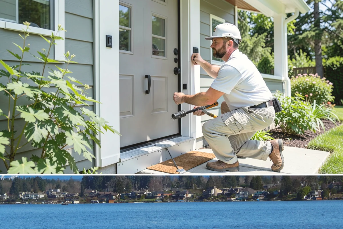 Bay Window Installation in Lake Stevens, Snohomish County, WA - Because bay installations open the wall and add a small roof, we schedule them during drier spells to keep the structure...