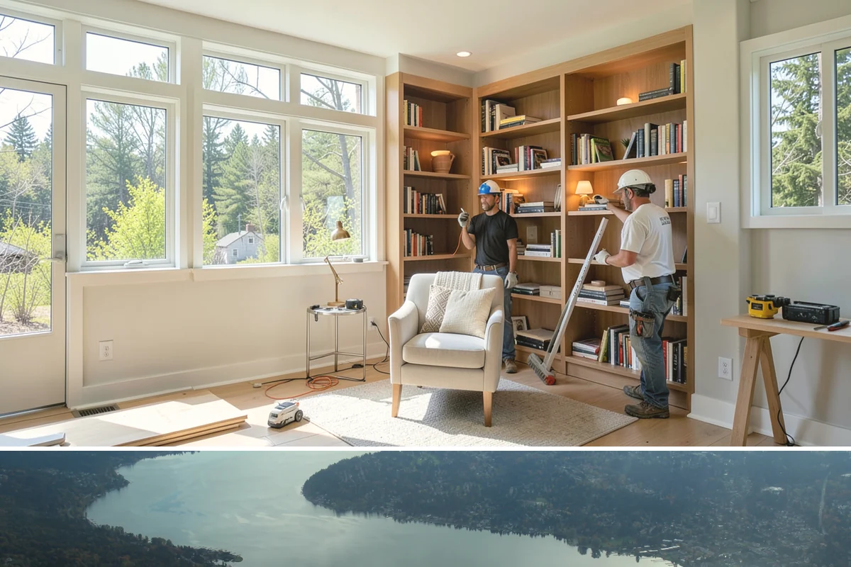 Bay Window Installation in Sammamish, King County, WA - Because bay installations open the wall and add a small roof, we schedule them during drier spells to keep the structure...