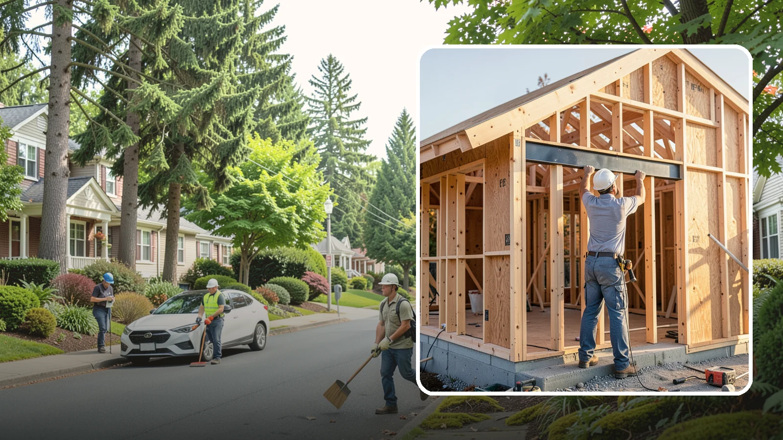 Beam Installation in Beaux Arts Village, King County, WA - Installing structural beams to carry loads when walls are opened or spans are widened.