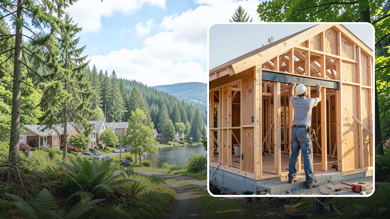 Beam Installation in Lake Forest Park, King County, WA - Installing structural beams to carry loads when walls are opened or spans are widened.