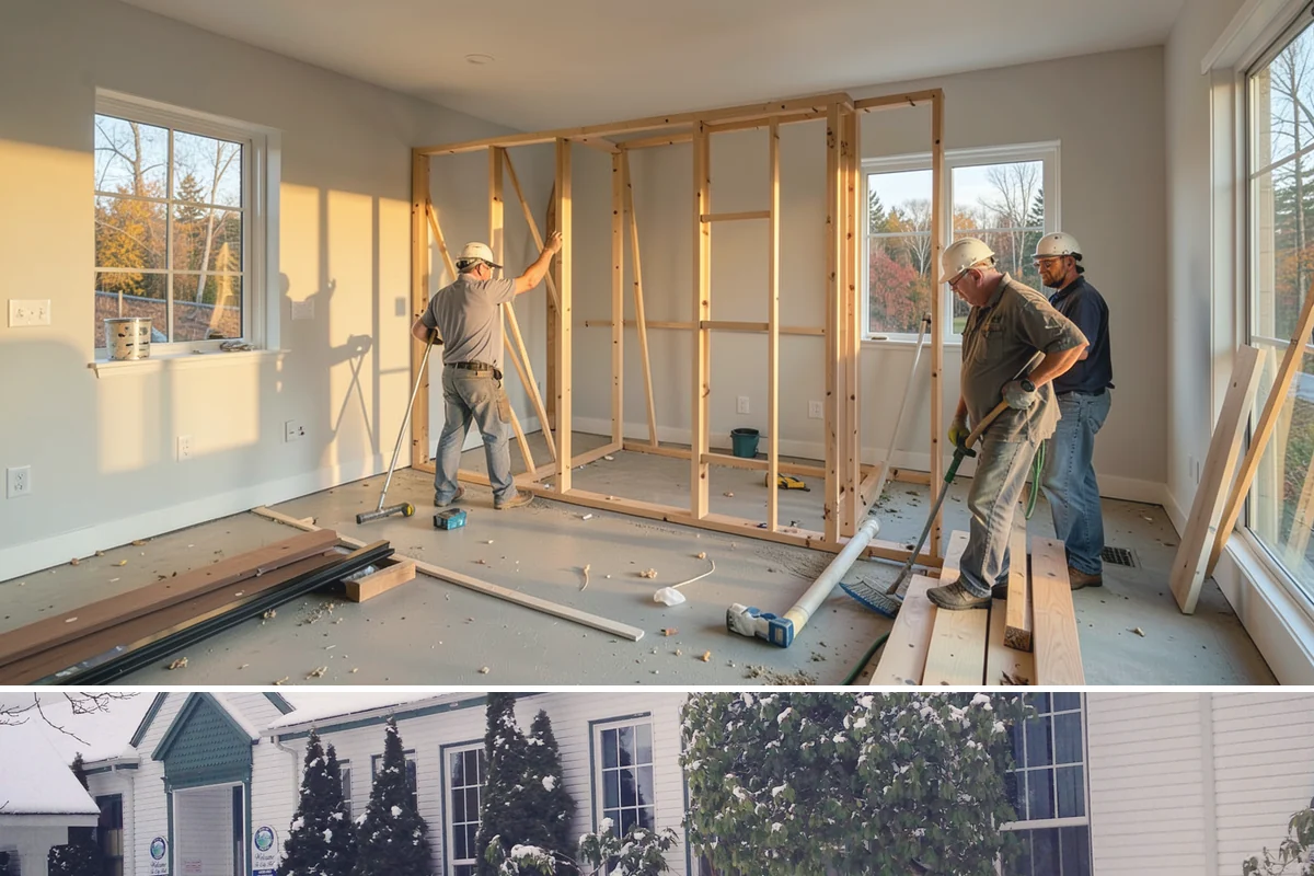 Bedroom Addition in Pacific, King County, WA - Exterior framing is best done in dry summer weather, with interior finishing suited to any season.