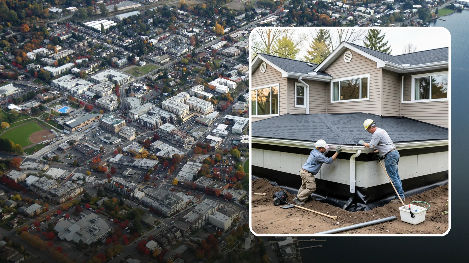 Below-Grade Waterproofing in Kirkland, King County, WA - Protecting foundation walls and floors that sit below ground from hydrostatic pressure and seepage.