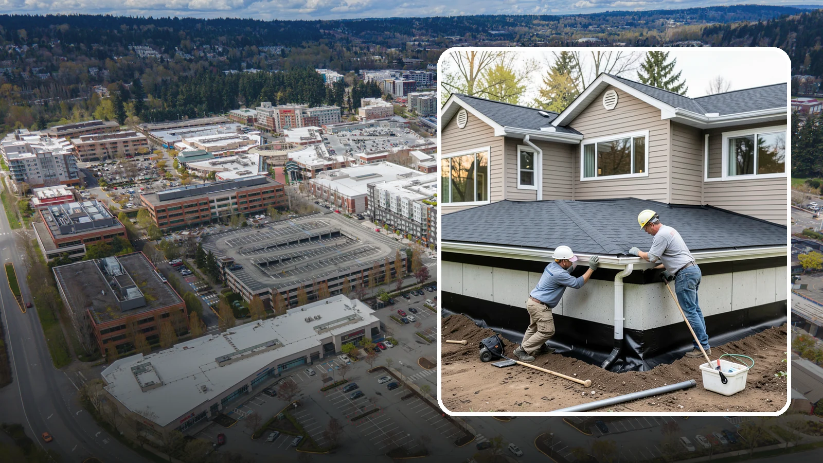 Below-Grade Waterproofing in Redmond, King County, WA - Protecting foundation walls and floors that sit below ground from hydrostatic pressure and seepage.