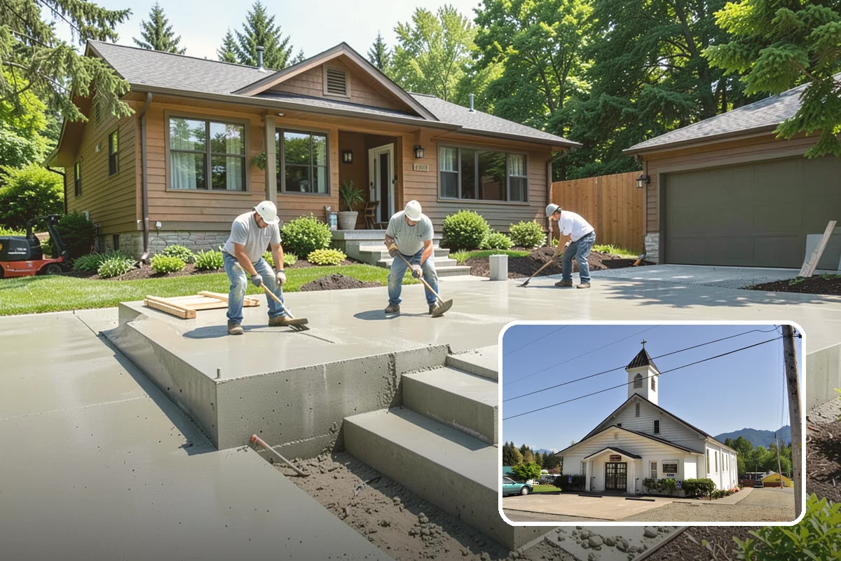 Bench Seat Construction in Concrete, Skagit County, WA - Space-efficient seating for busy areas