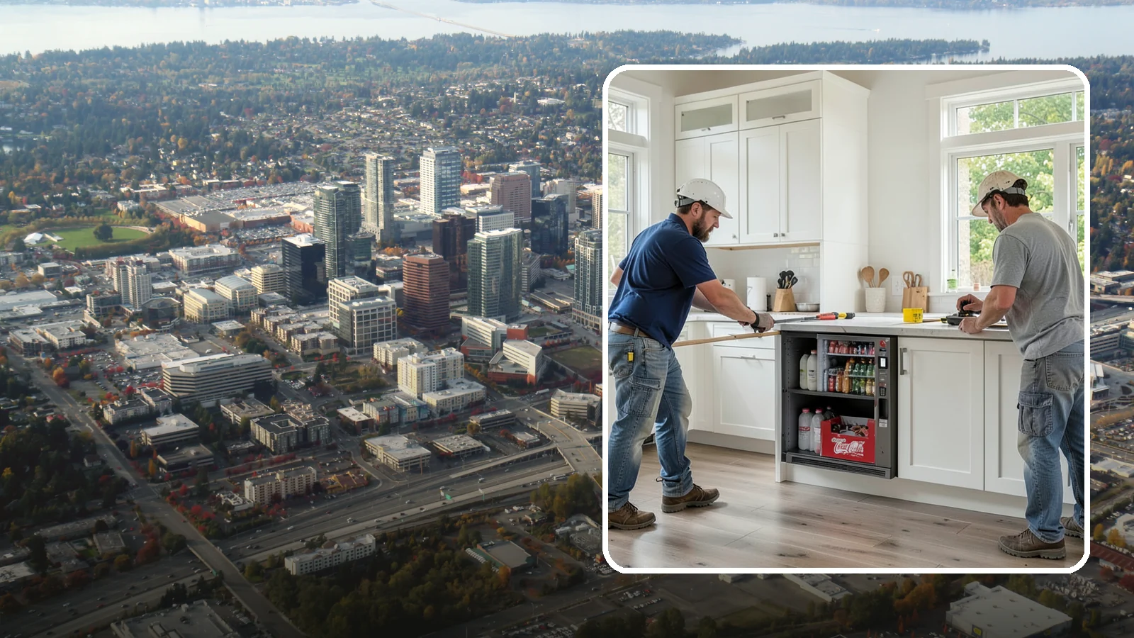 Beverage Station Installation in Bellevue, King County, WA - Creating a dedicated beverage station with counter space, storage, and often a small sink or fridge for drinks.