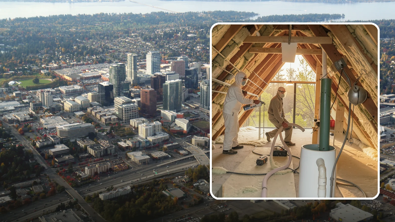 Blown-In Insulation in Bellevue, King County, WA - We install blown-in insulation that fills attics and cavities with a seamless, gap-free thermal blanket.