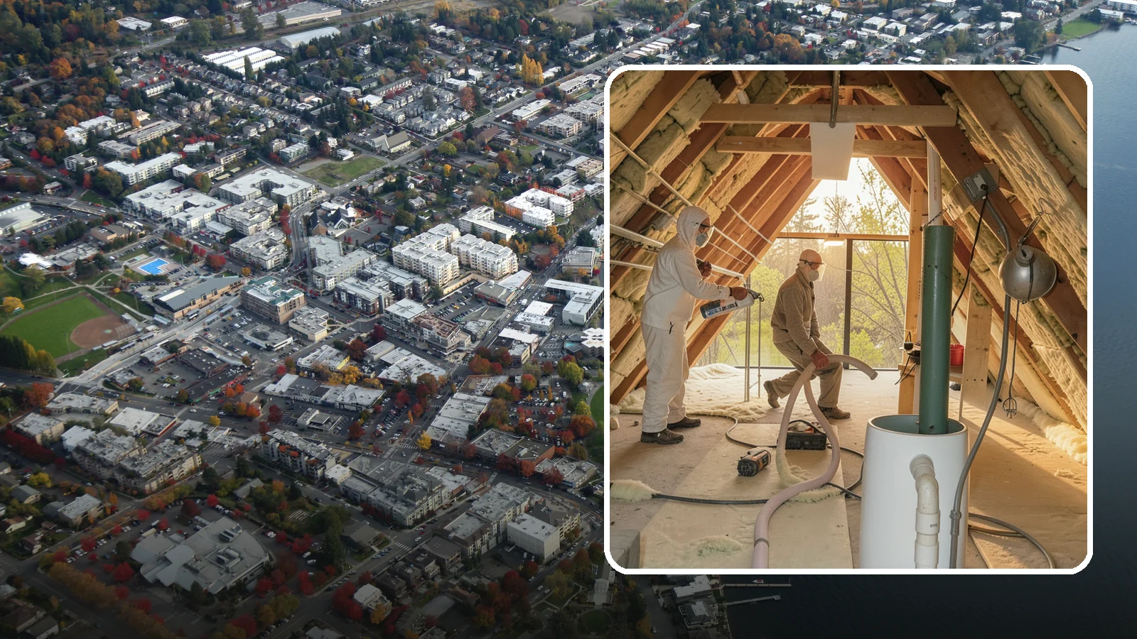 Blown-In Insulation in Kirkland, King County, WA - We install blown-in insulation that fills attics and cavities with a seamless, gap-free thermal blanket.