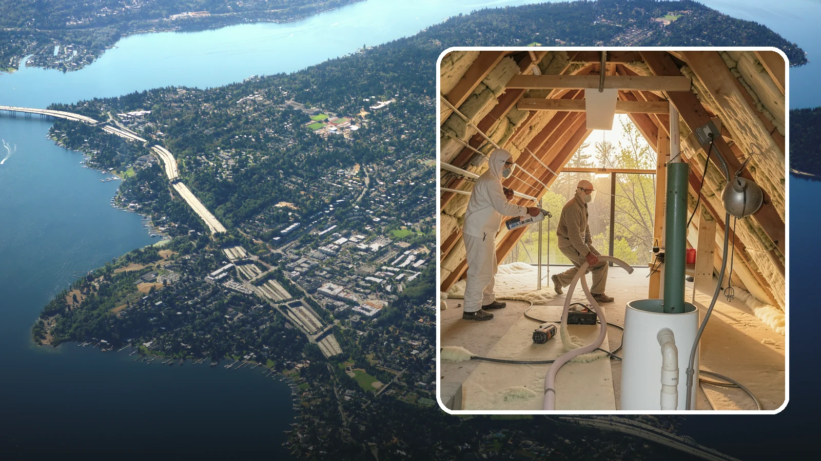 Blown-In Insulation in Mercer Island, King County, WA - We install blown-in insulation that fills attics and cavities with a seamless, gap-free thermal blanket.