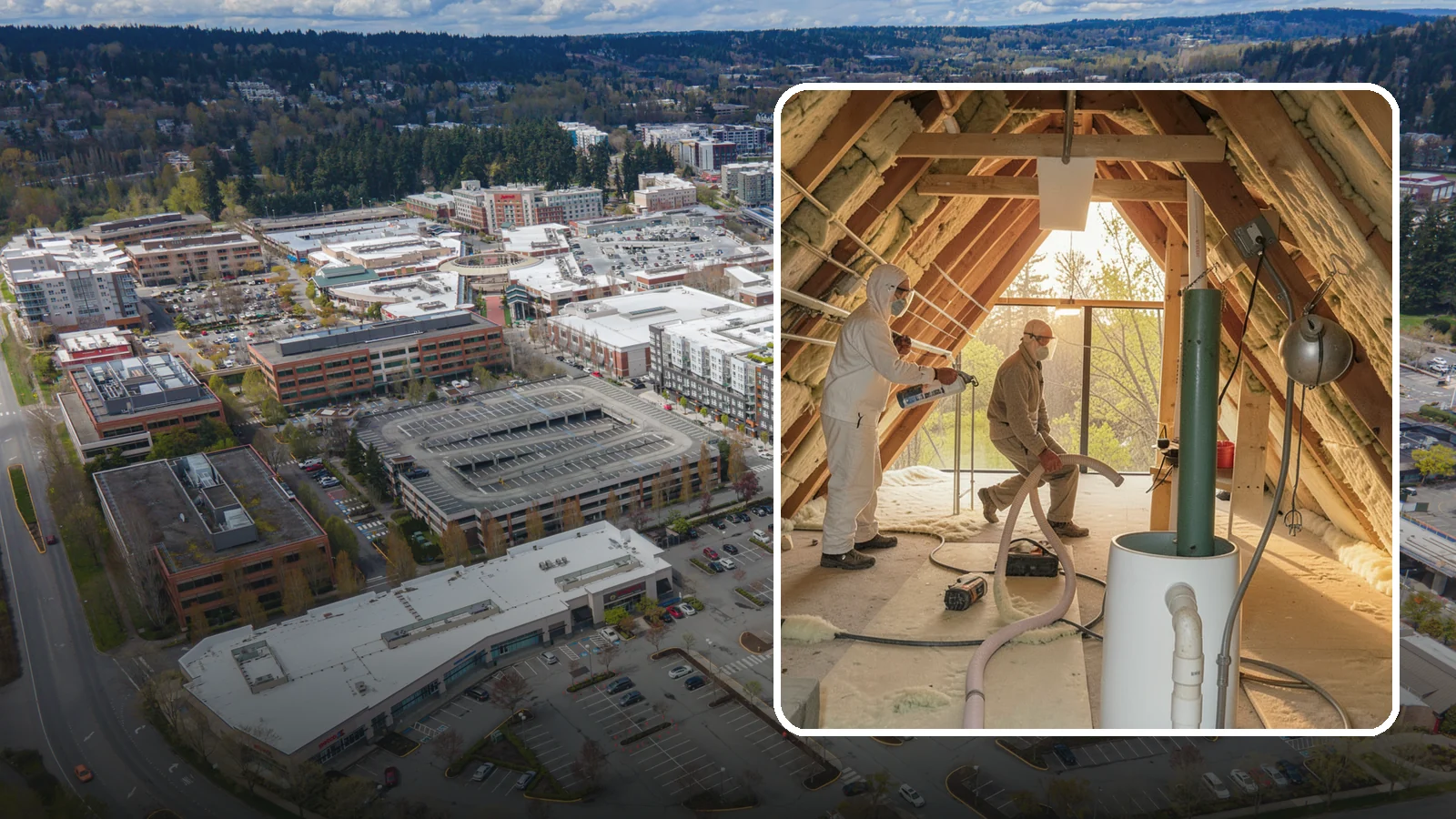 Blown-In Insulation in Redmond, King County, WA - We install blown-in insulation that fills attics and cavities with a seamless, gap-free thermal blanket.