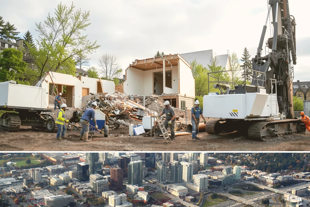 Boulder Retaining Wall in Bellevue, King County, WA - Summer and early fall provide the firm, dry ground that heavy boulder placement and base work require.