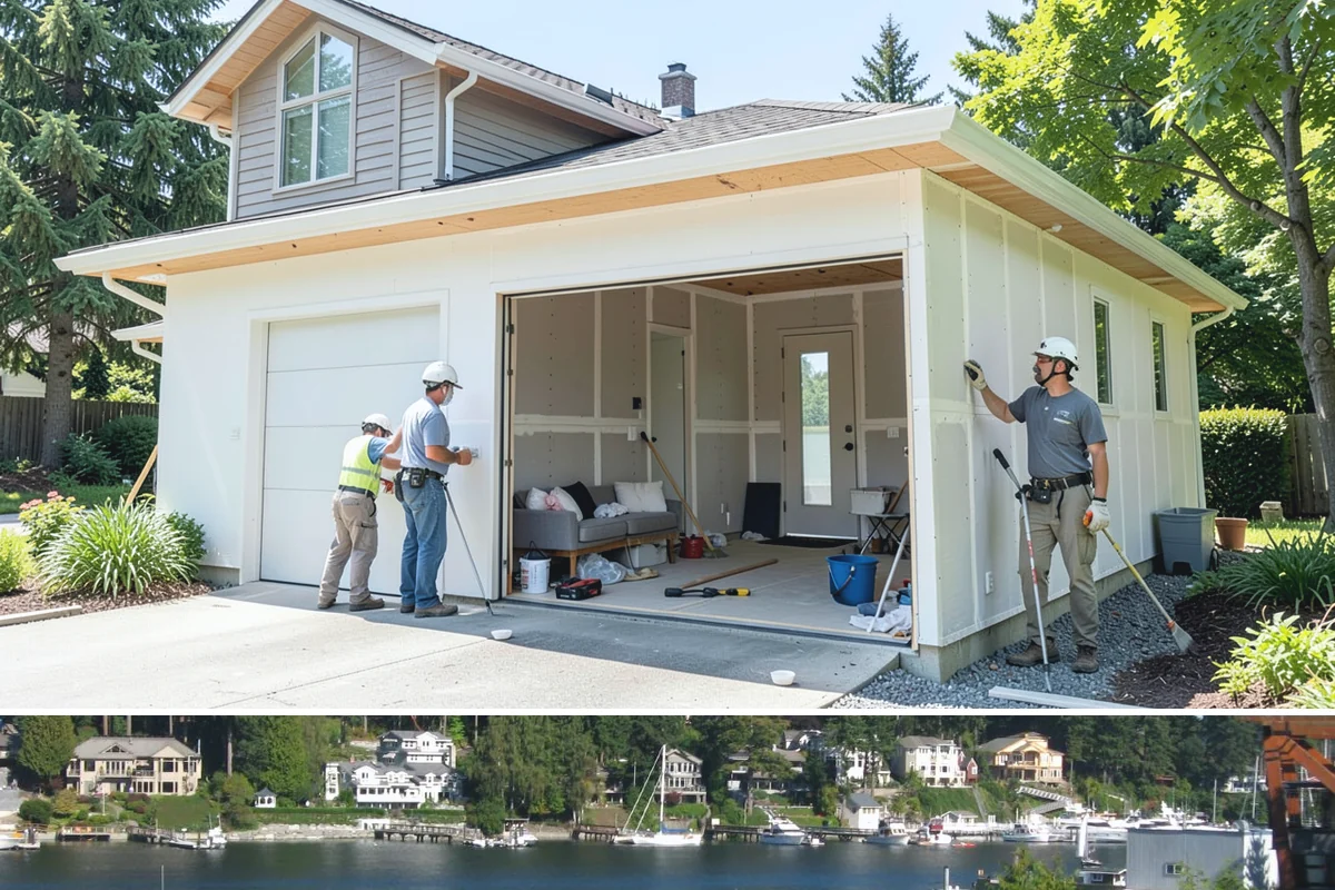 Boulder Retaining Wall in Gig Harbor, Pierce County, WA - Summer and early fall provide the firm, dry ground that heavy boulder placement and base work require.