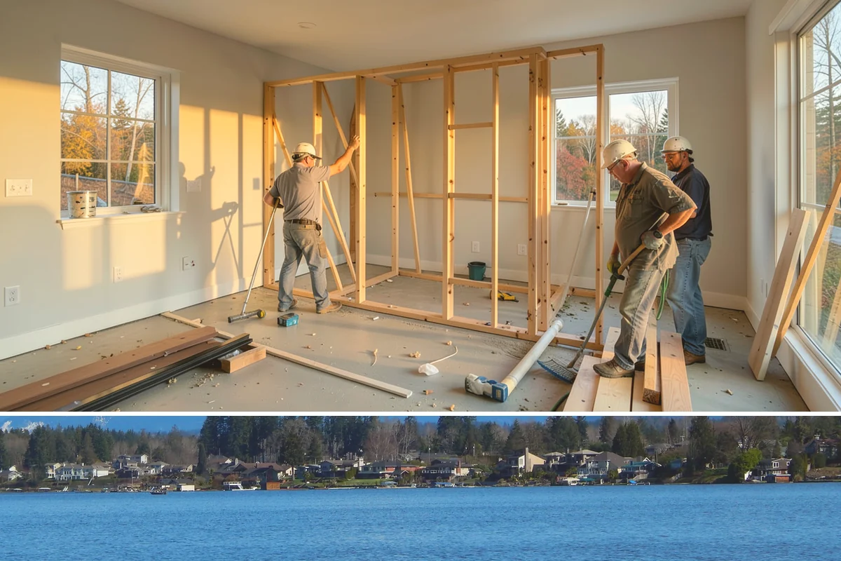 Boulder Retaining Wall in Lake Stevens, Snohomish County, WA - Summer and early fall provide the firm, dry ground that heavy boulder placement and base work require.