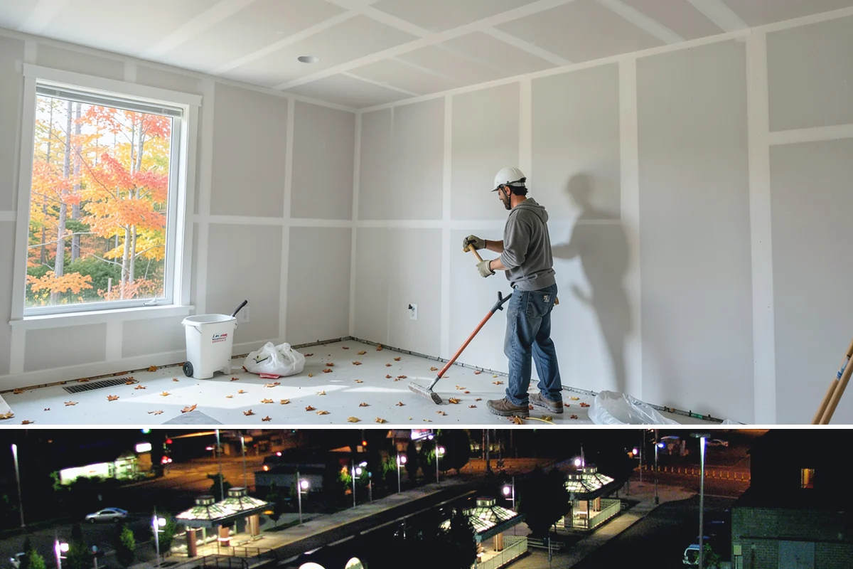 Bow Window Installation in Auburn, King County, WA - We favor drier weather for bow window installs since the wall and new roof are temporarily exposed.